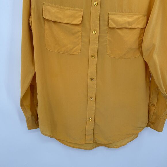 EQUIPMENT Femme Yellow Marigold Silk Long Sleeve Oversized Button Up Shirt XS - Picture 5 of 8
